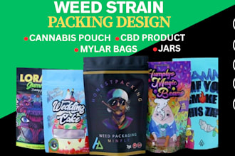 design weed pouch mylar bag cannabis diecut cbd box design cannabis logo design