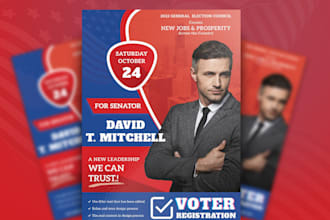 design a responsive flyer post card logo and banner for your election campaign