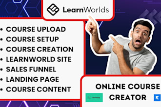 design and set up your learnworlds, kajabi, or thinkific online course website