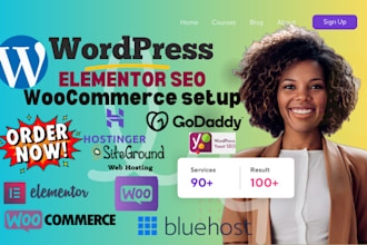 set up elementor SEO, speed optimization, woocommerce checkout, divi integration
