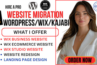 migrate, redesign website to wix, godaddy, kajabi, shopify, wordpress website