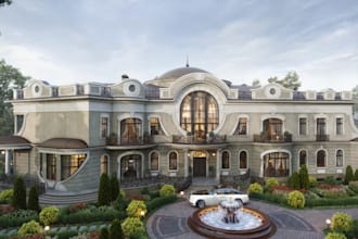 renovate 3d historical building, ancient  house,3d mansion,cgi duplex, elevation