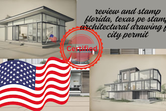 review and stamp florida, texas pe stamp architectural drawing for city permit