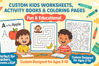 design kids worksheet, activity books  and coloring books