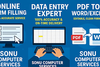 accurate data entry PDF to word typing, and online form filing work