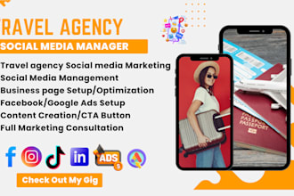 be your travel agency social media marketing manager, content creator, instagram