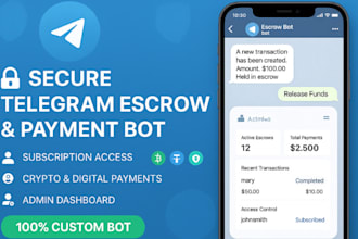 create a secure escrow bot for telegram payments and subscribers