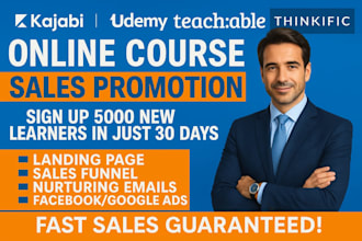 udemy online course promotion thinkific health online course kajabi sales funnel