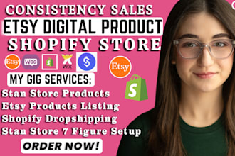 setup 7 figure shopify digital product store stan store digital store etsy store