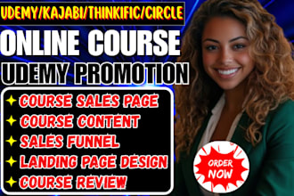do udemy online course promotion, kajabi thinkific course marketing sales funnel