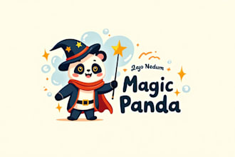 create an eye catching magician panda mascot logo design for your company
