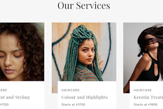 add pages, fix error on beauty salon website, skincare, hair extension website