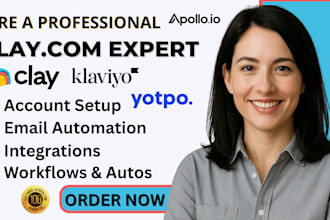 setup clay, clay com, hubspot crm, klaviyo, instantly ai, yotpo sms apollo io