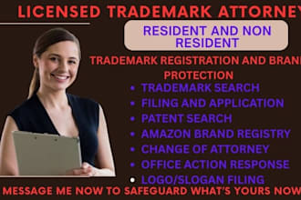 be your trademark attorney ,patent search, statement of use filing, renewal