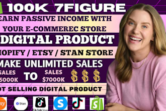 setup shopify 7figure digital product store etsy shop stan store digital product