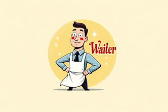 create an eye catching restaurant waiter mascot logo in one day