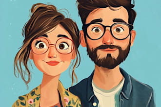 illustrate a vintage couple portrait