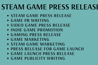 write amazing press release for steam game promotion, online games, game writing