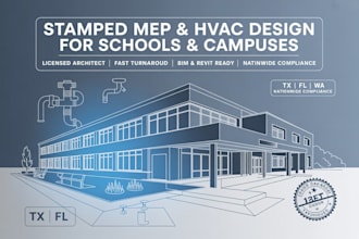 stamp, draw mep hvac for campus master plan school building college architecture