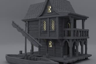 sculpt 3d rpg terrain, props,miniature building, dnd, fantasy house, 3d printing