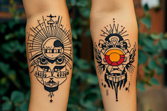 create small, minimalistic, ornamental fine line tattoo