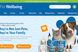 design pet supplement website pet food shopify store pet need pet treats website