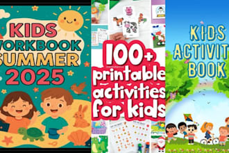 create custom kids learning workbooks activity books for KDP online courses