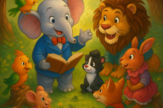 illustrate cute childrens story scenes
