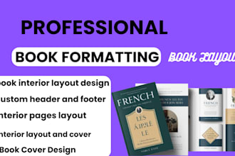 do layout design, typesetting, french book formating and layout design for ebook