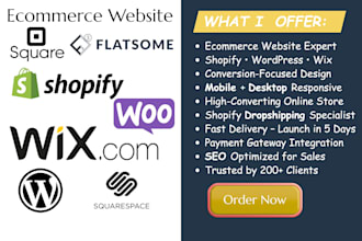 ecommerce website development online store shopify wix woocommerce flatsome