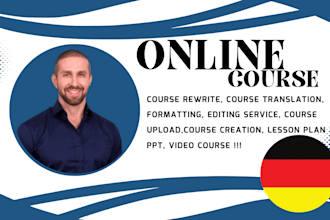 do german online course content formatting video course creation lesson plan ppt