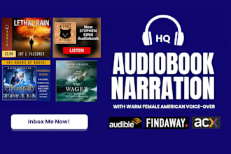 narrate audible, acx audiobook with warm female voice over, audiobook editing
