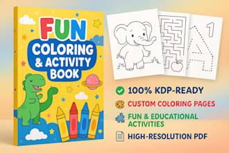 design kids coloring book cover and interior for amazon kdp