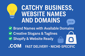 brainstrom business, shopify names with domains, slogans