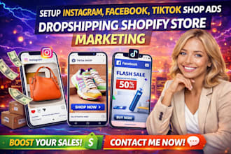 setup facebook ig tiktok ads campaign tiktok marketing tiktok shop dropshipping