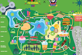 design custom vector map, city map, travel map, site map, event map