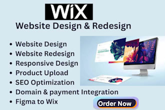 setup wix website design redesign product upload domain payment integration SEO