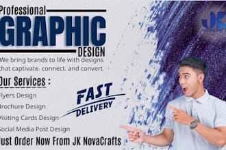 design stunning brochures, flyers, menus, business cards, and social media posts