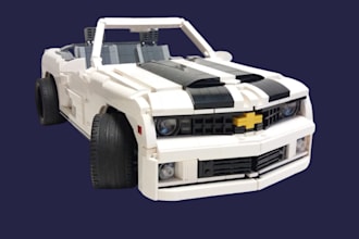 do  a lego set,3d lego model, fivem car, car rendering, in manual instruction