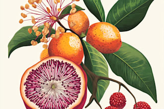 draw line art illustration botanical and flower beautifully