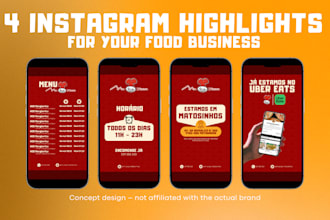 design 4 custom instagram highlights for restaurants or cafés