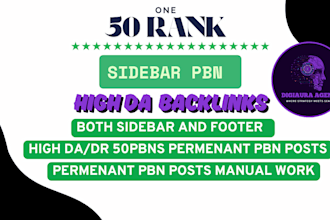 do 50 permanent homepage SEO backlinks sidebar and footer link HQ