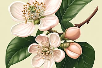 create one line art illustration botanical and flower plants