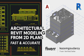 create revit 3d bim model with architectural drawings