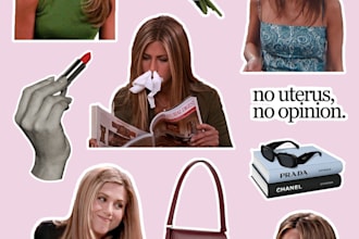 do a aesthetic collage for cards, social networks, printable stickers and more