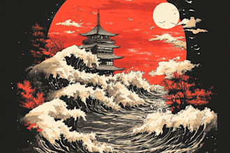 create japanese or anime streetwear style for t shirt