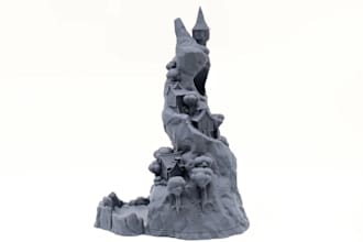 do 3d terrain castle,fantasy minis dnd medieval tabletop wargame for 3d printing