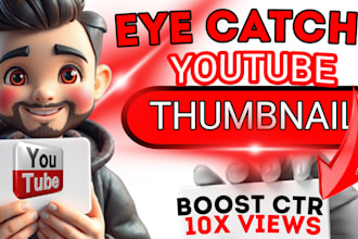 design eye catchy stunning youtube thumbnail twitch banner and overlay