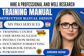 create training manual, training course instruction manual workbook PPT slide