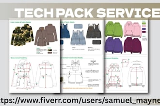 design clothing tech pack fashion tech pack and technical drawing flat sketches